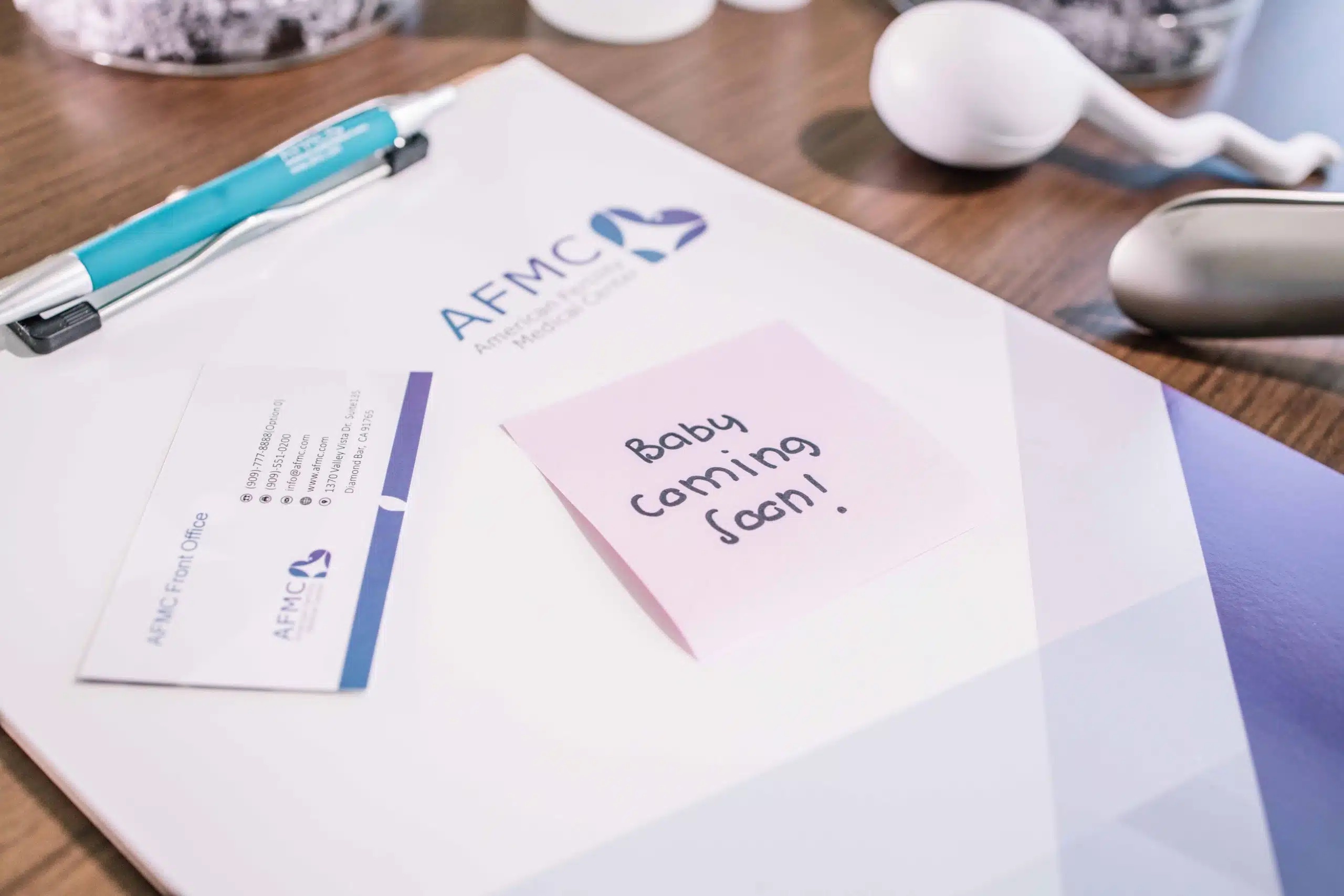 AFMC patient welcome detail with baby announcement